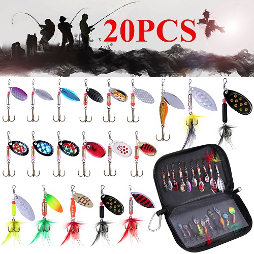 TOPFORT Fishing Lures -20PCS Spinning Lures with carry bag