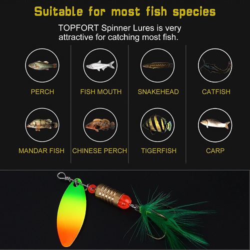 TOPFORT Fishing Lures, Fishing Spoon,Trout Lures, Bass Lures, Spinning