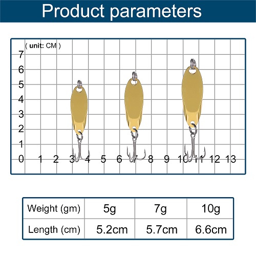 TOPFORT Fishing Lures 10pcs fishing spoon  - Silvery&Golden