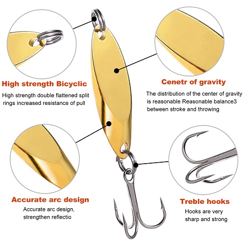 TOPFORT Fishing Lures 10pcs fishing spoon  - Silvery&Golden