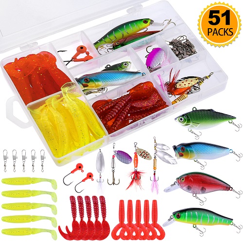 TOPFORT Fishing Lures - 51PCS Fishing lure with box