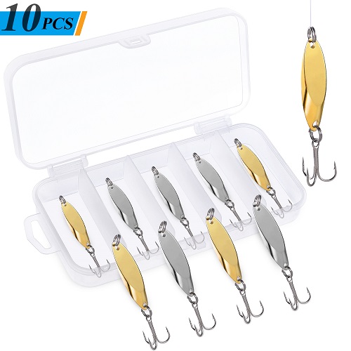 TOPFORT Fishing Lures 10pcs fishing spoon  - Silvery&Golden