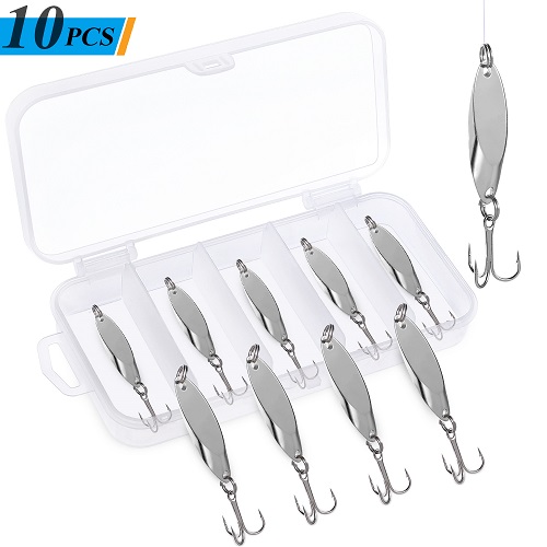 TOPFORT Fishing Lures 10pcs fishing spoon -Silvery