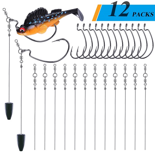 TOPFORT Punch Shot Rig Kit -12 PCS Hooks